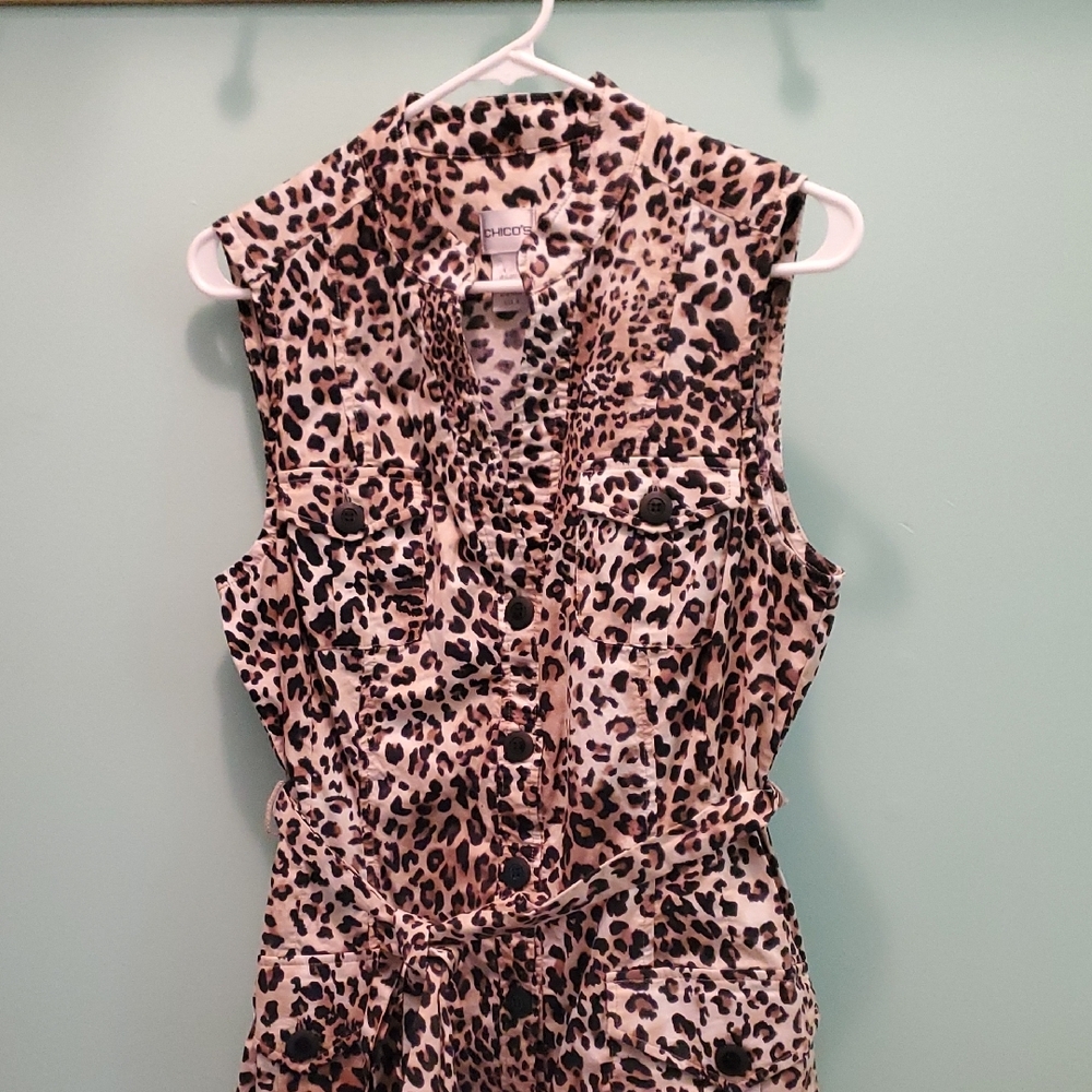Chico's Leopard Sleeveless Wrap Dress